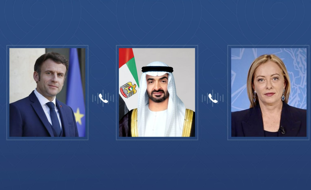 UAE President holds phone calls with French President, Italian Prime Minister to discuss bilateral ties, regional developments