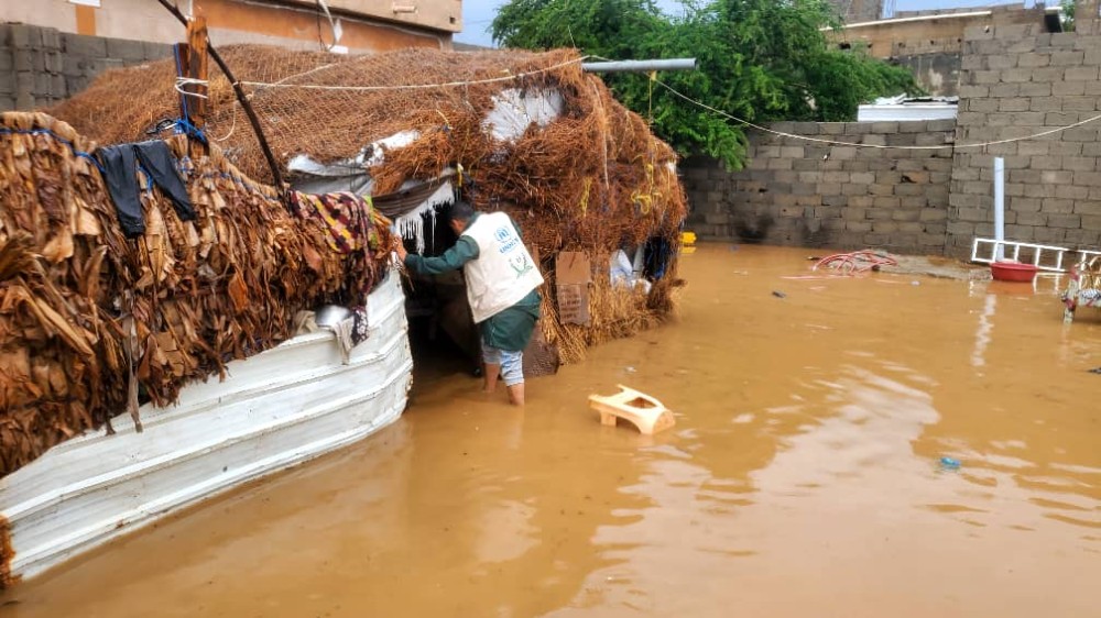 UN: 180 Displaced Families Affected by Torrential Rains in Yemen